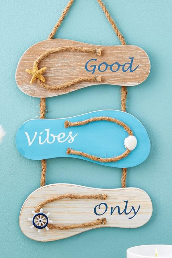 Summer Wooden Hanging Beach Shoes Signs