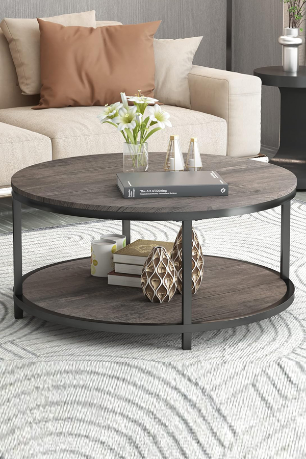 Modern Double Layered Round Coffee Table For Home