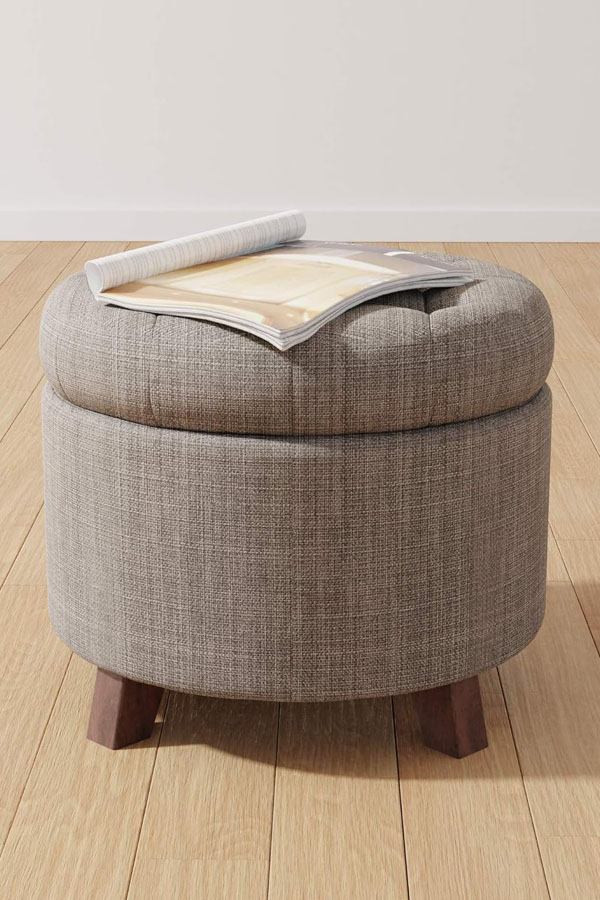 wooden footstool round ottoman stool storage