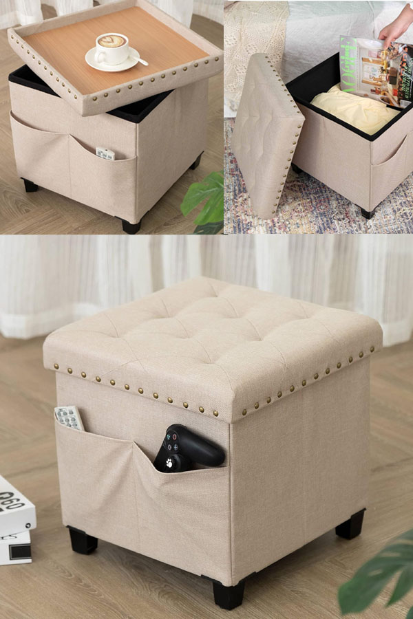 Storage Stool Modern Ottoman For Bedroom  by2410113