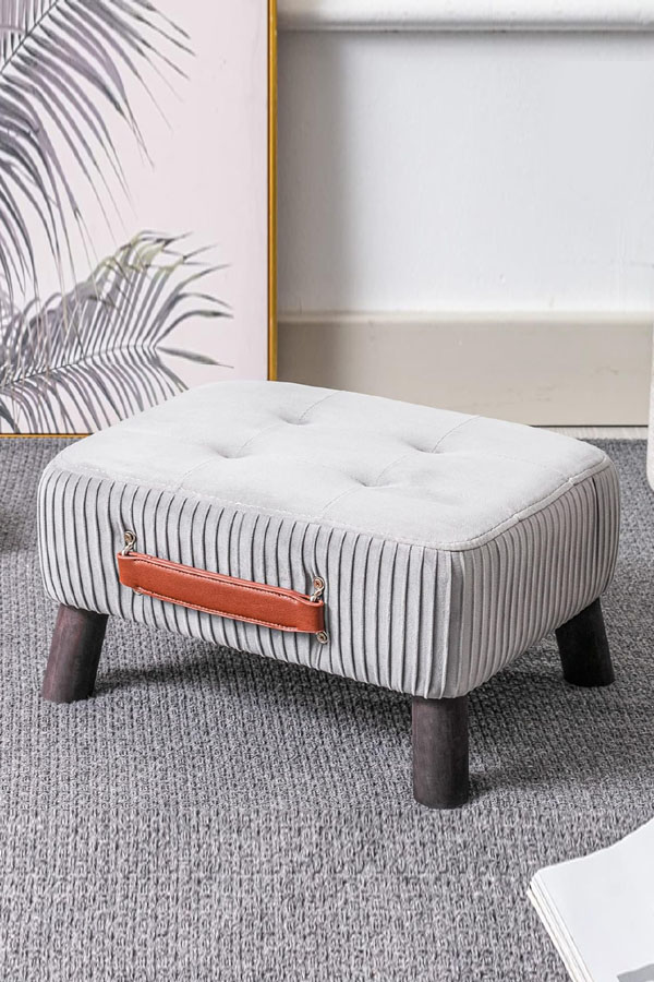 Fabric Side Ottoman Stool With Storage 