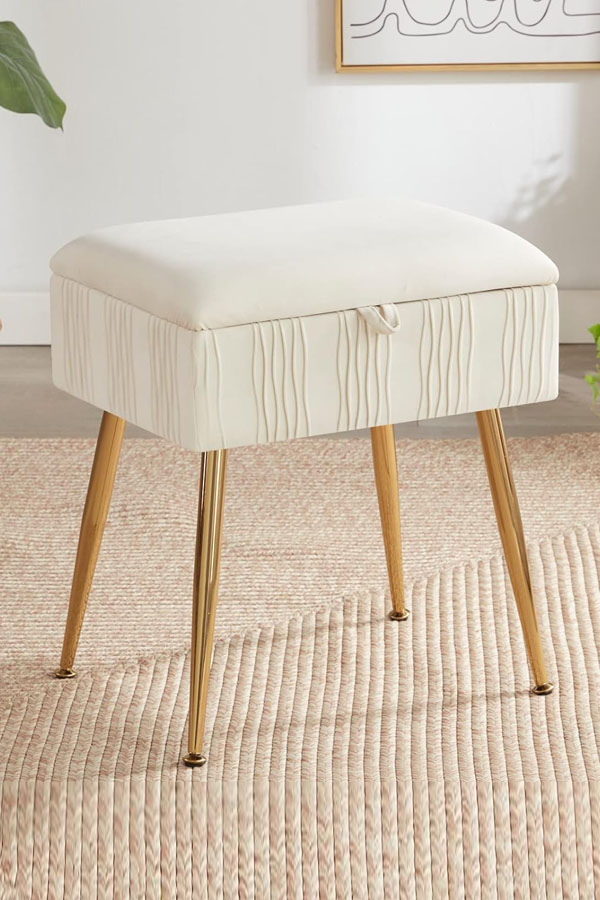 Velvet Storage Ottoman Stool by2410103