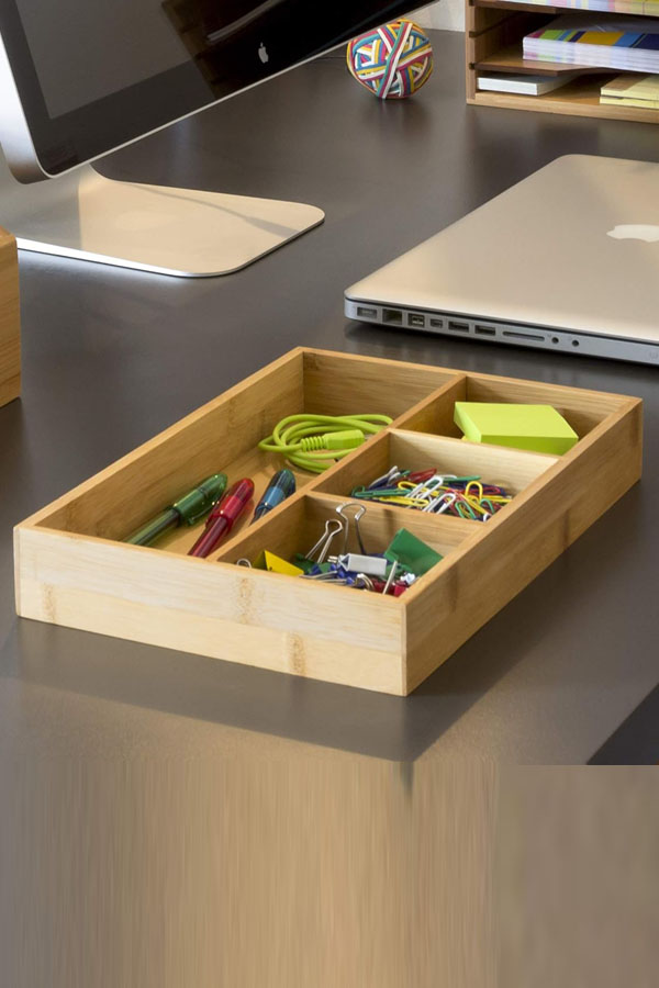 Bamboo Table Office File Storage Box by241096