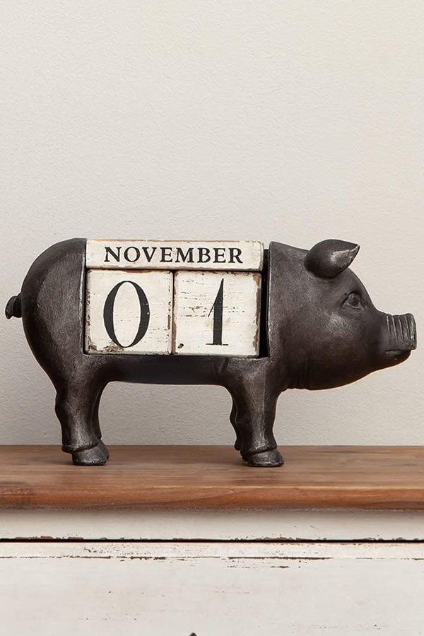 Pig wooden calendar decoration BY241050