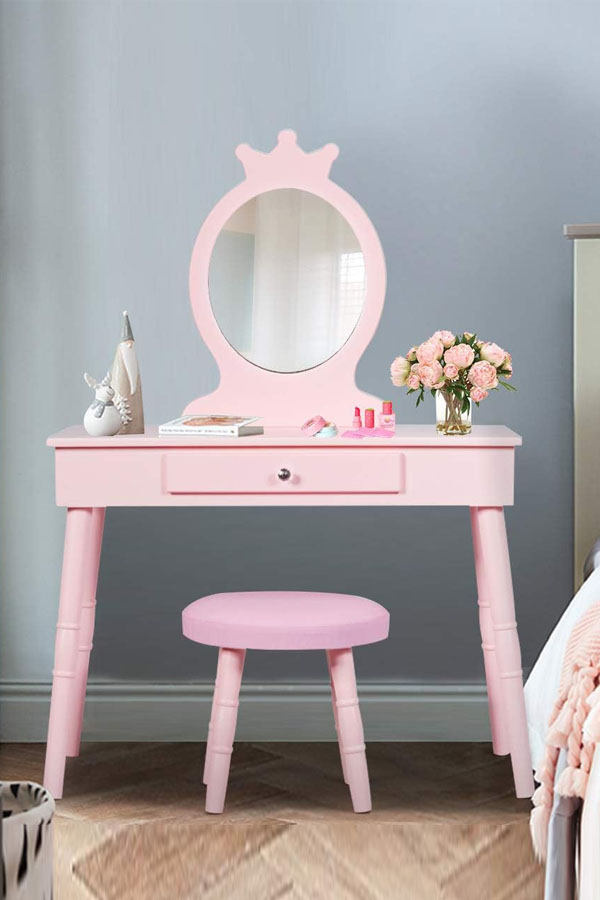 Princess Makeup Dressing Table with Drawer and Mirror BY24104